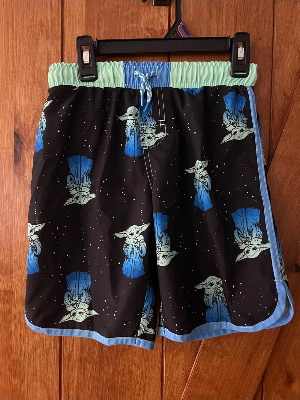 Baby Yoda Black & Blue Swim Shorts